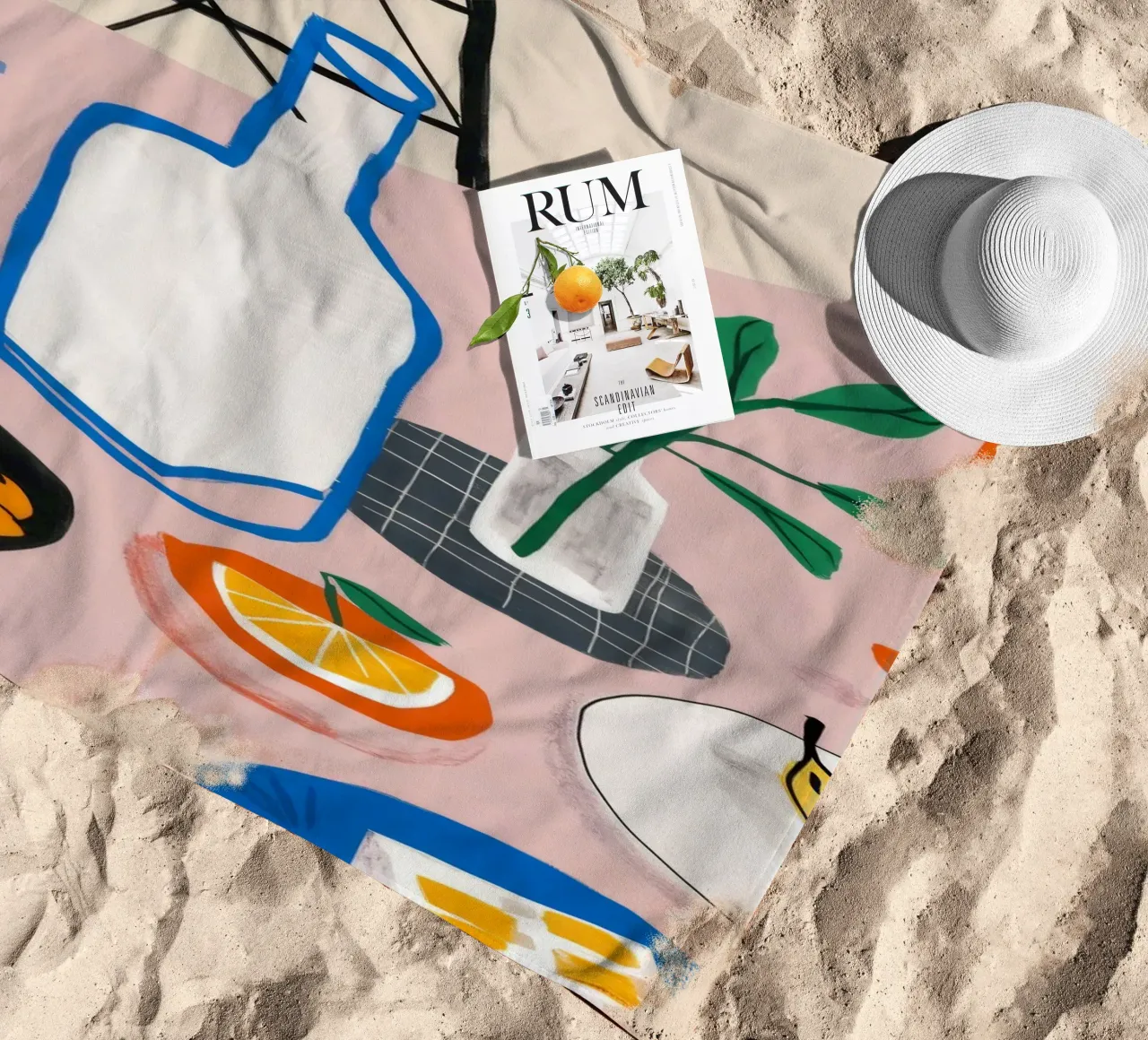 Vino e formaggio in tranquillità telo mare da Muse Artworks