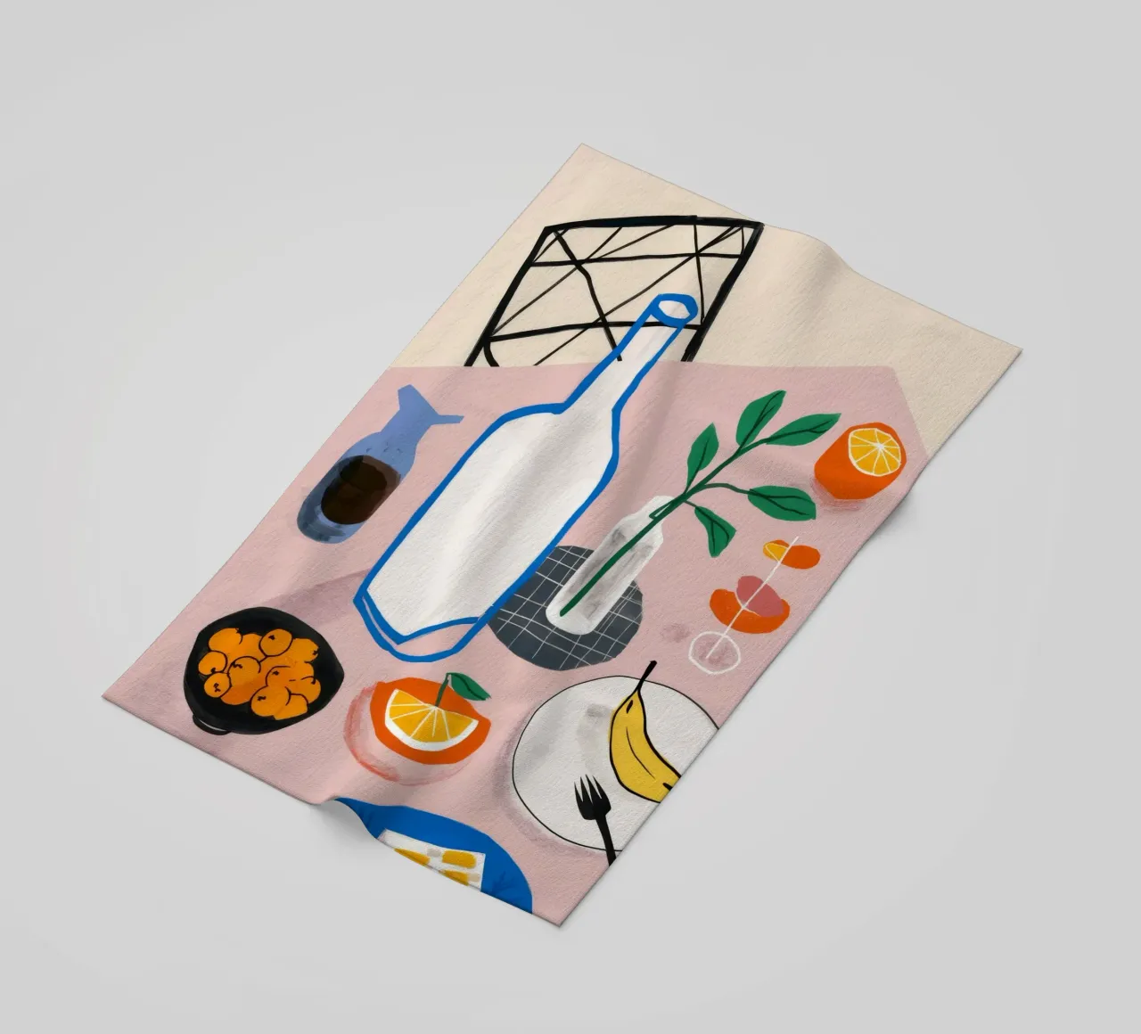 Vino e formaggio in tranquillità telo mare da Muse Artworks