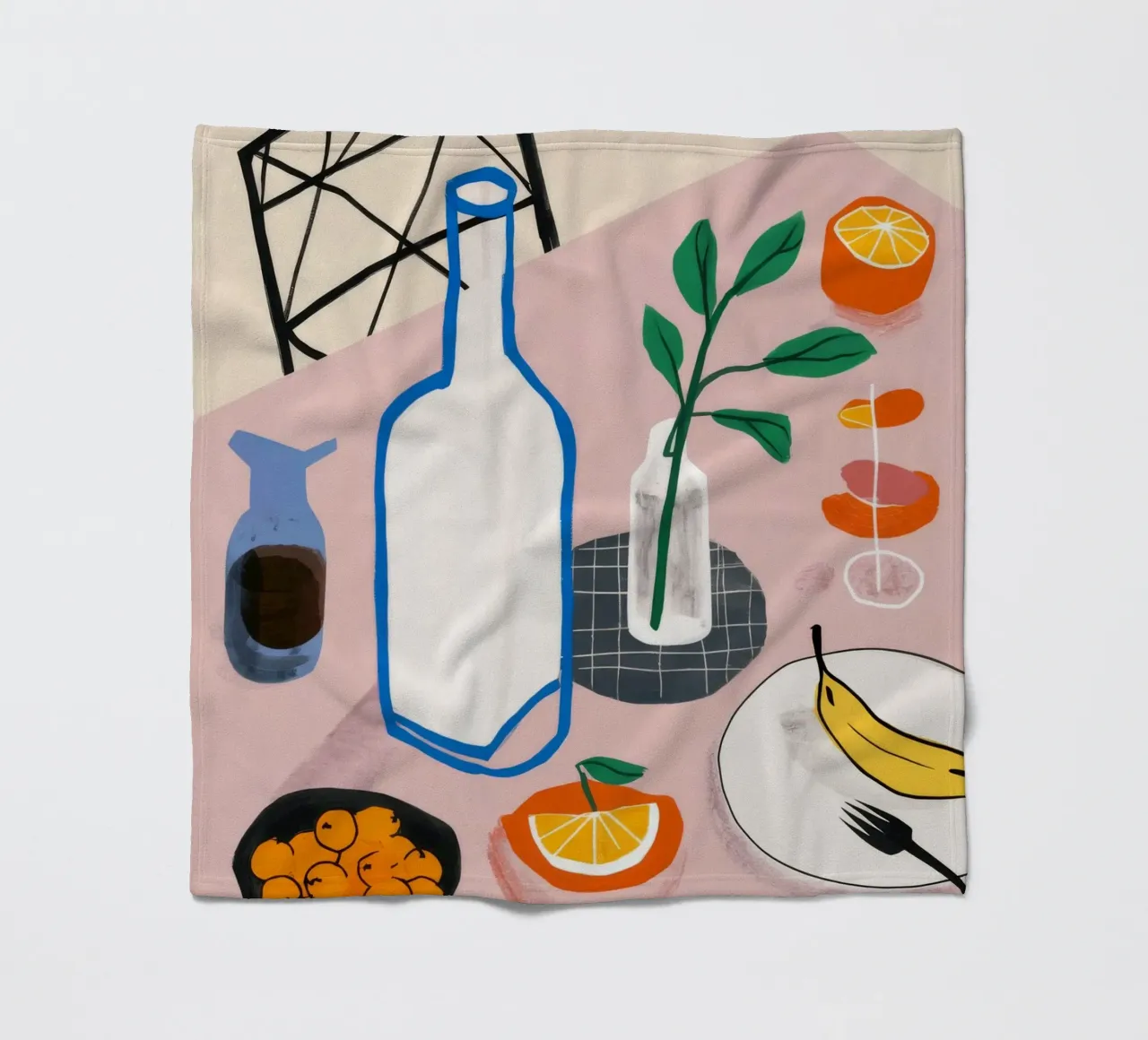 Vino e formaggio in tranquillità coperta in pile da Muse Artworks