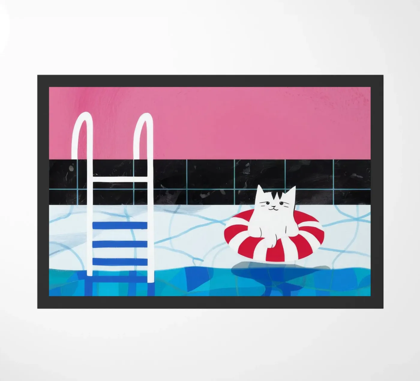 Poolside Donut Float doormat by Muse Artworks
