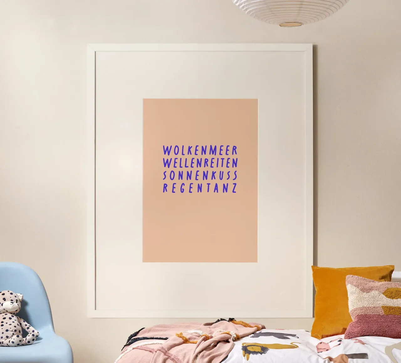 Wolkenmeer.Wellenreiten.Sonnenkuss.Regentanz. poster con telaio in legno da FRICKE DESIGN