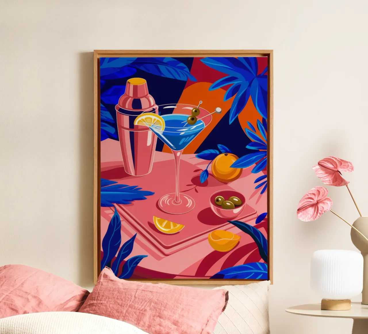 Serata cocktail tropicale tela con Cornice a cassetta da Muse Artworks