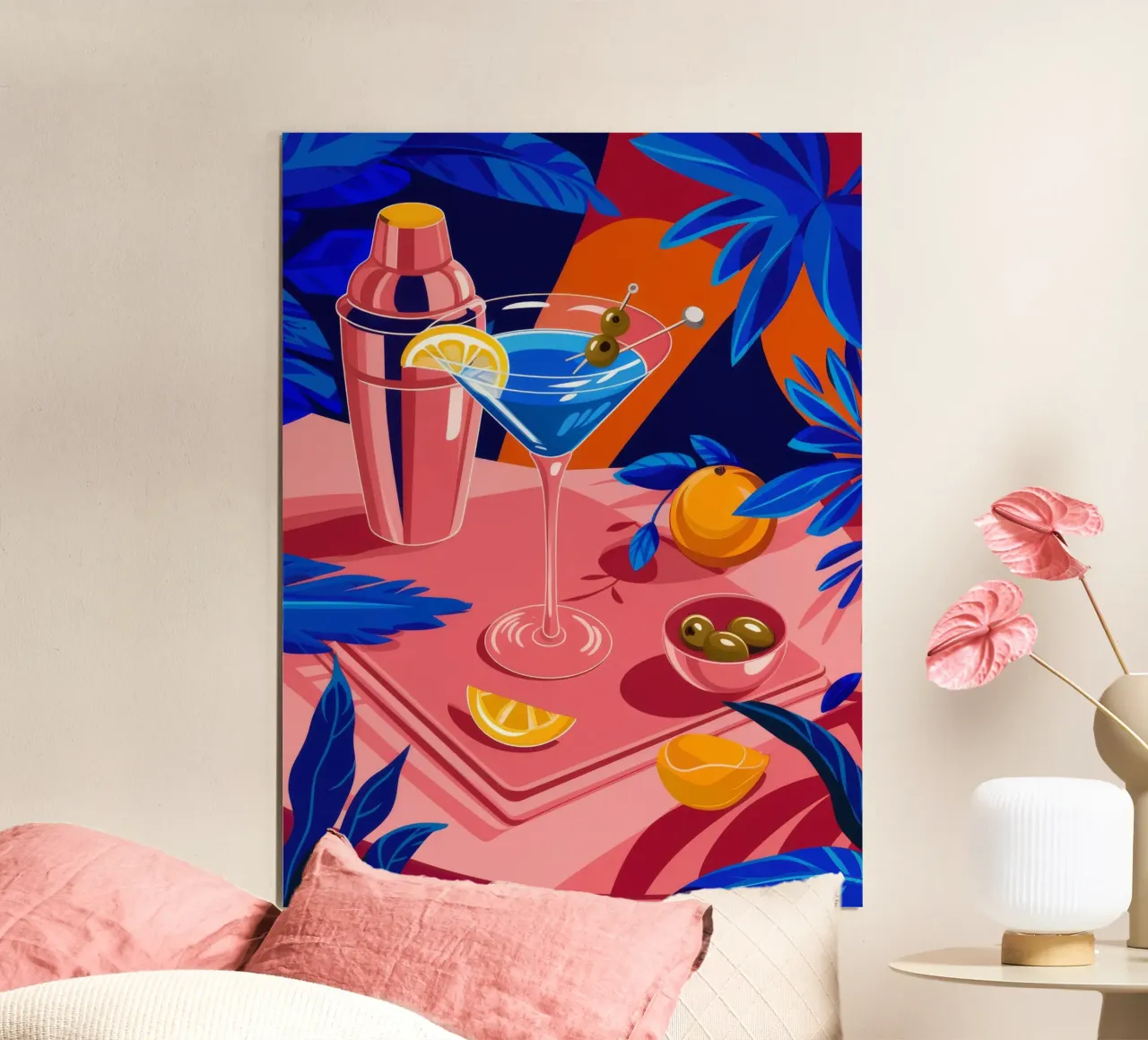 Serata cocktail tropicale poster con telaio in plastica da Muse Artworks
