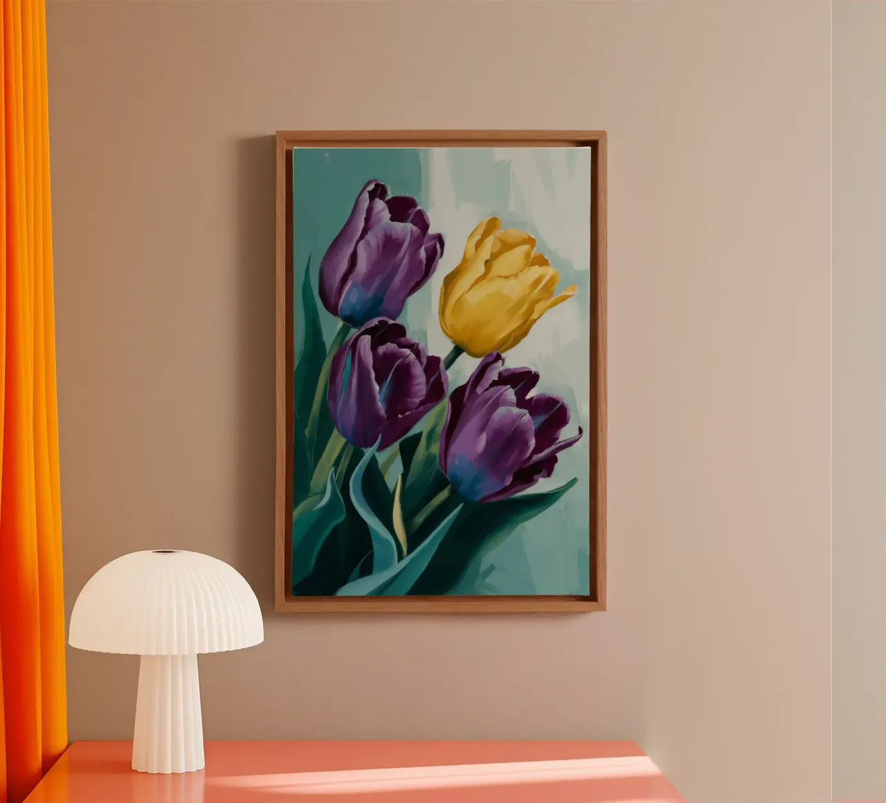Paarse tulp droom canvas met Baklijst van FadeAura