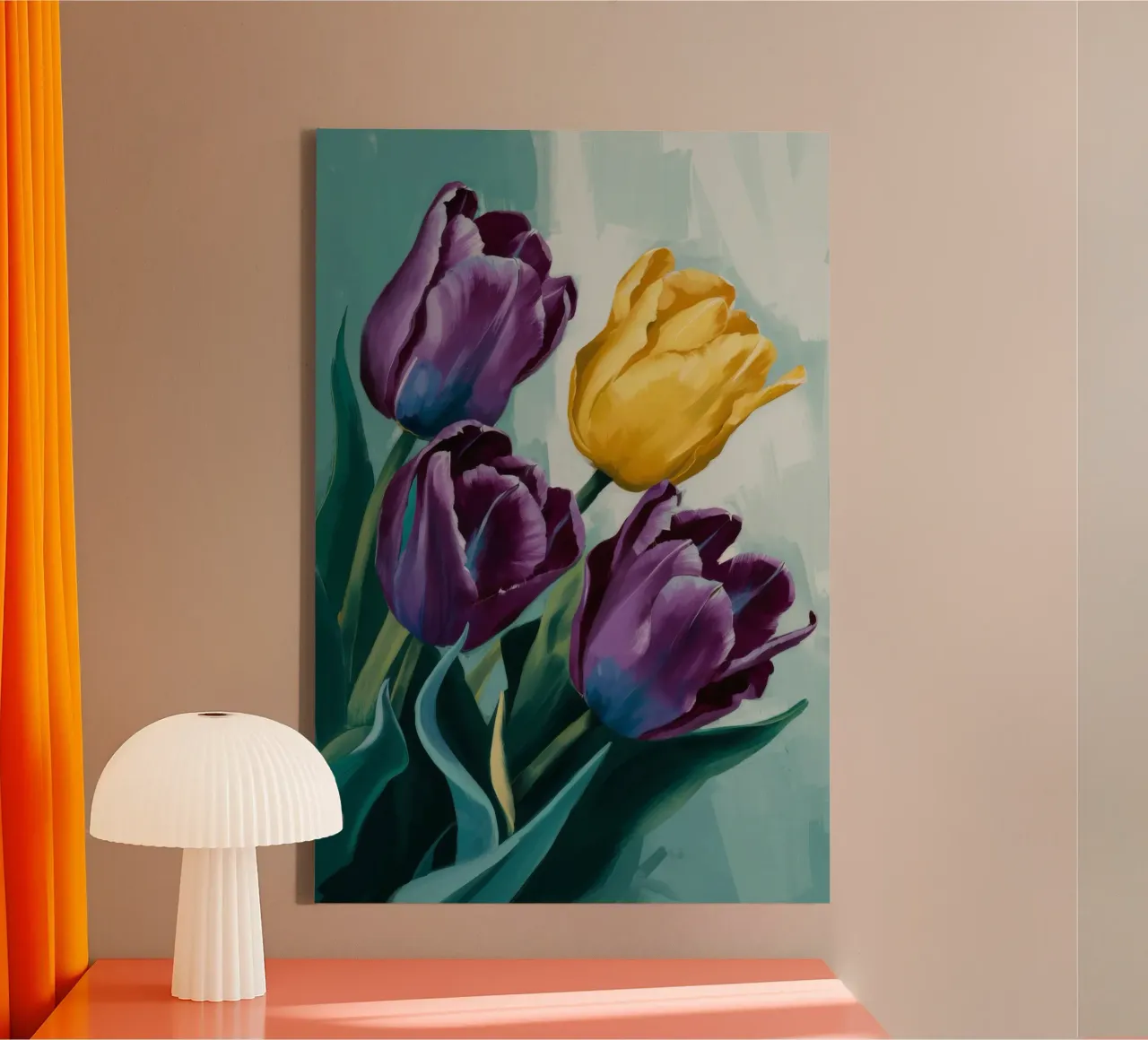 Paarse tulp droom canvas met Baklijst van FadeAura