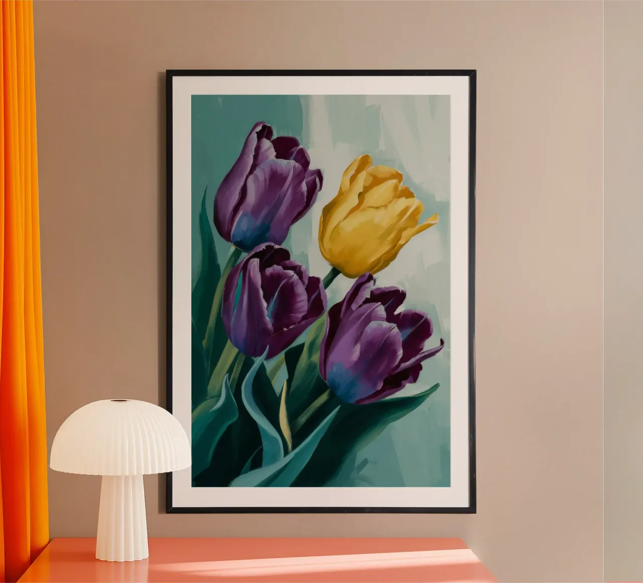 Sogno di tulipani viola poster con telaio in plastica da FadeAura