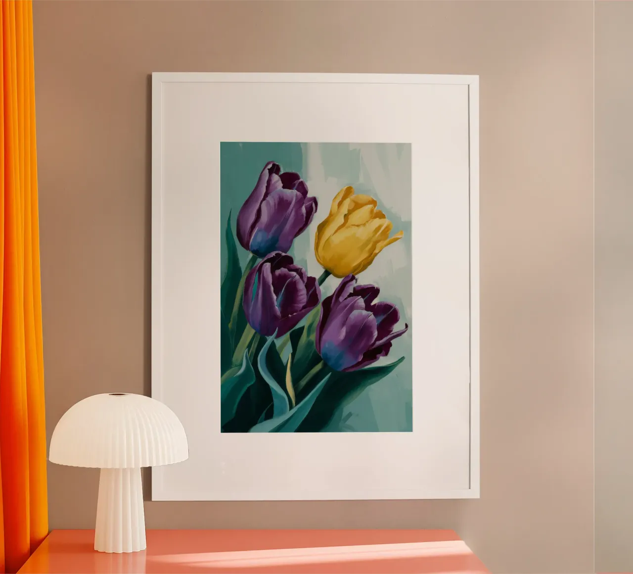 Sogno di tulipani viola poster con telaio in plastica da FadeAura