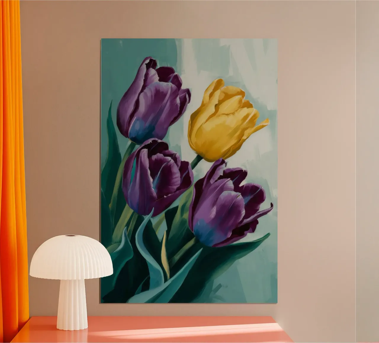 Sogno di tulipani viola poster con telaio in plastica da FadeAura