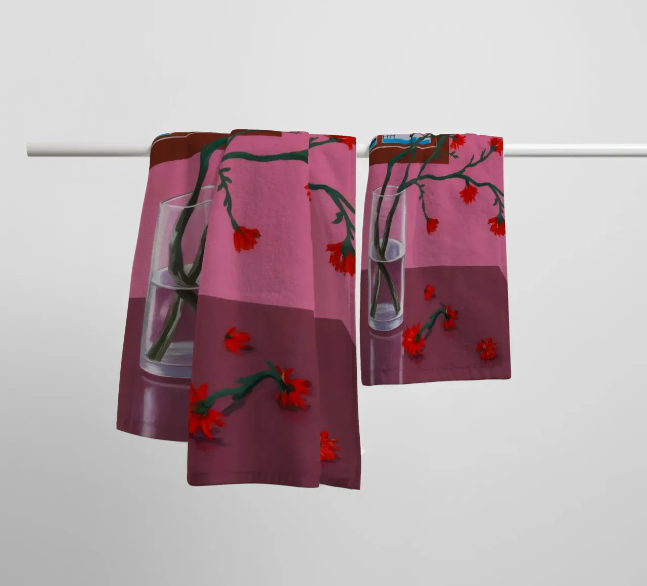 Ramo di bacche rosse asciugamano da bagno da FadeAura