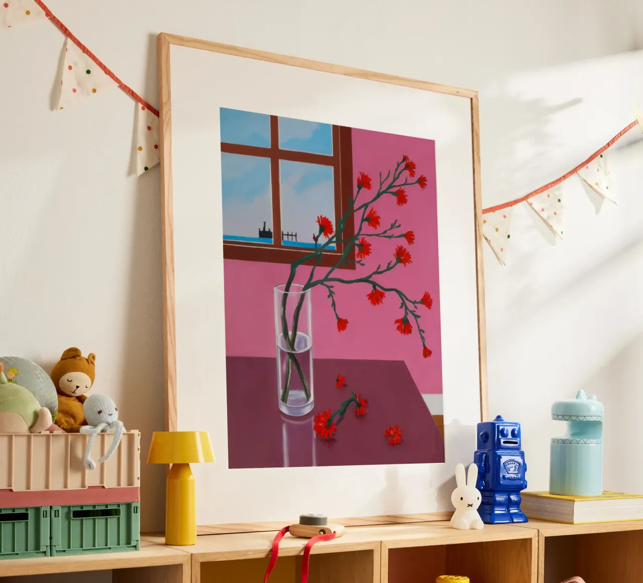 Ramo di bacche rosse poster con telaio in plastica da FadeAura