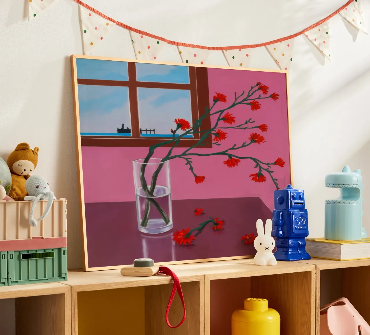 Ramo di bacche rosse poster con telaio in plastica da FadeAura