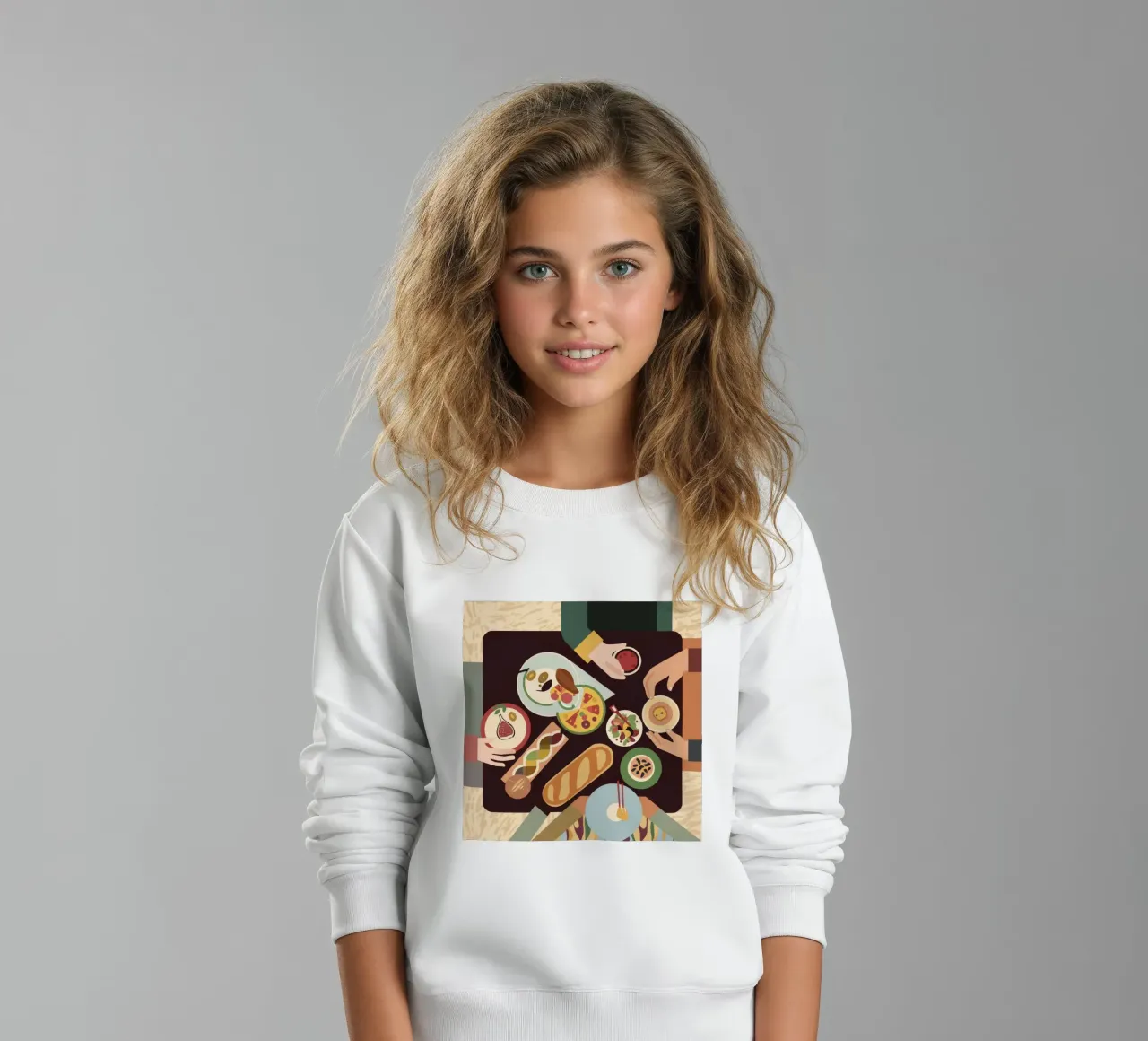 Abundant Table Flatlay kids sweatshirt by Muse Artworks