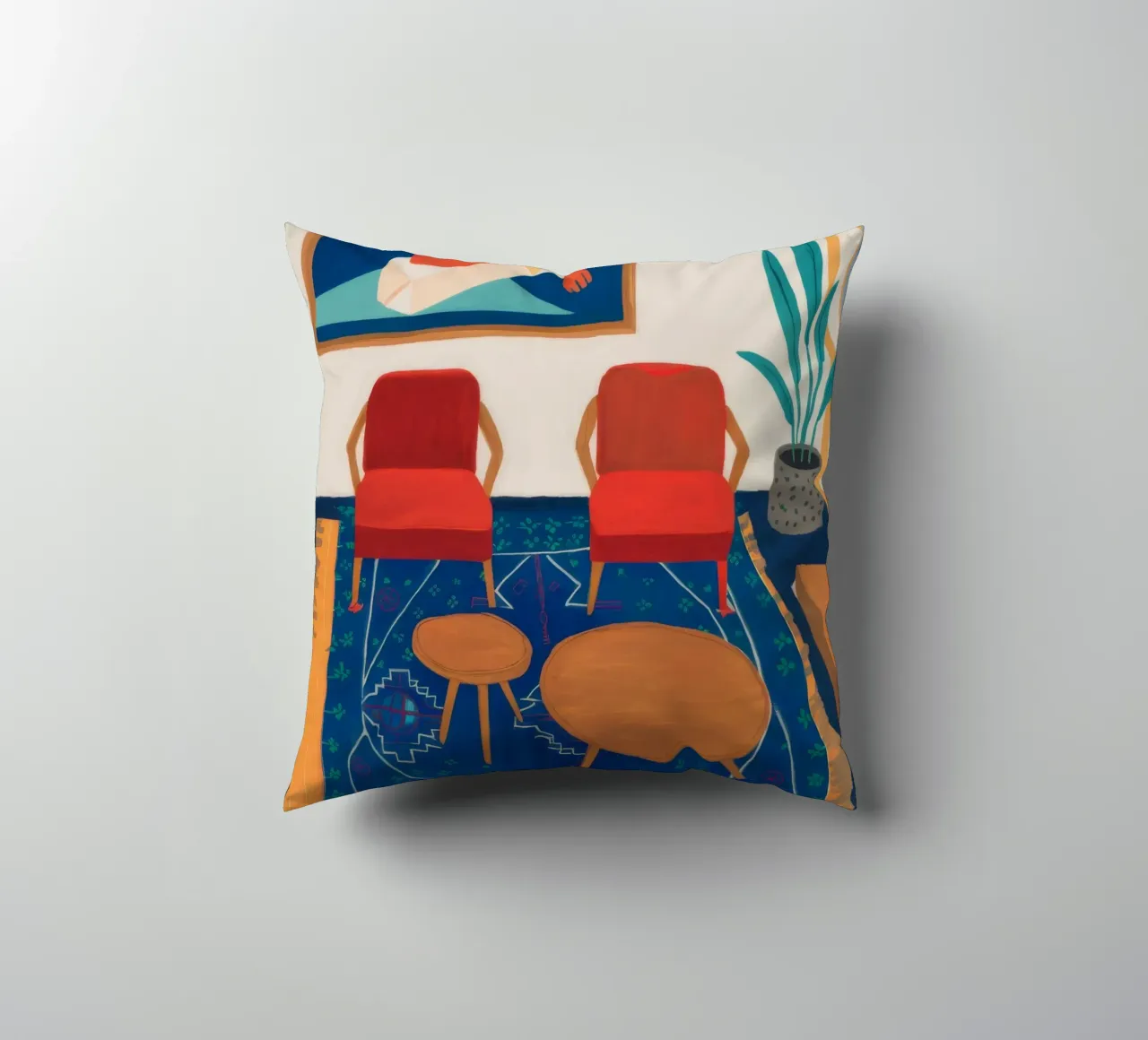 Red Chair Abstract decorative cushion by FadeAura