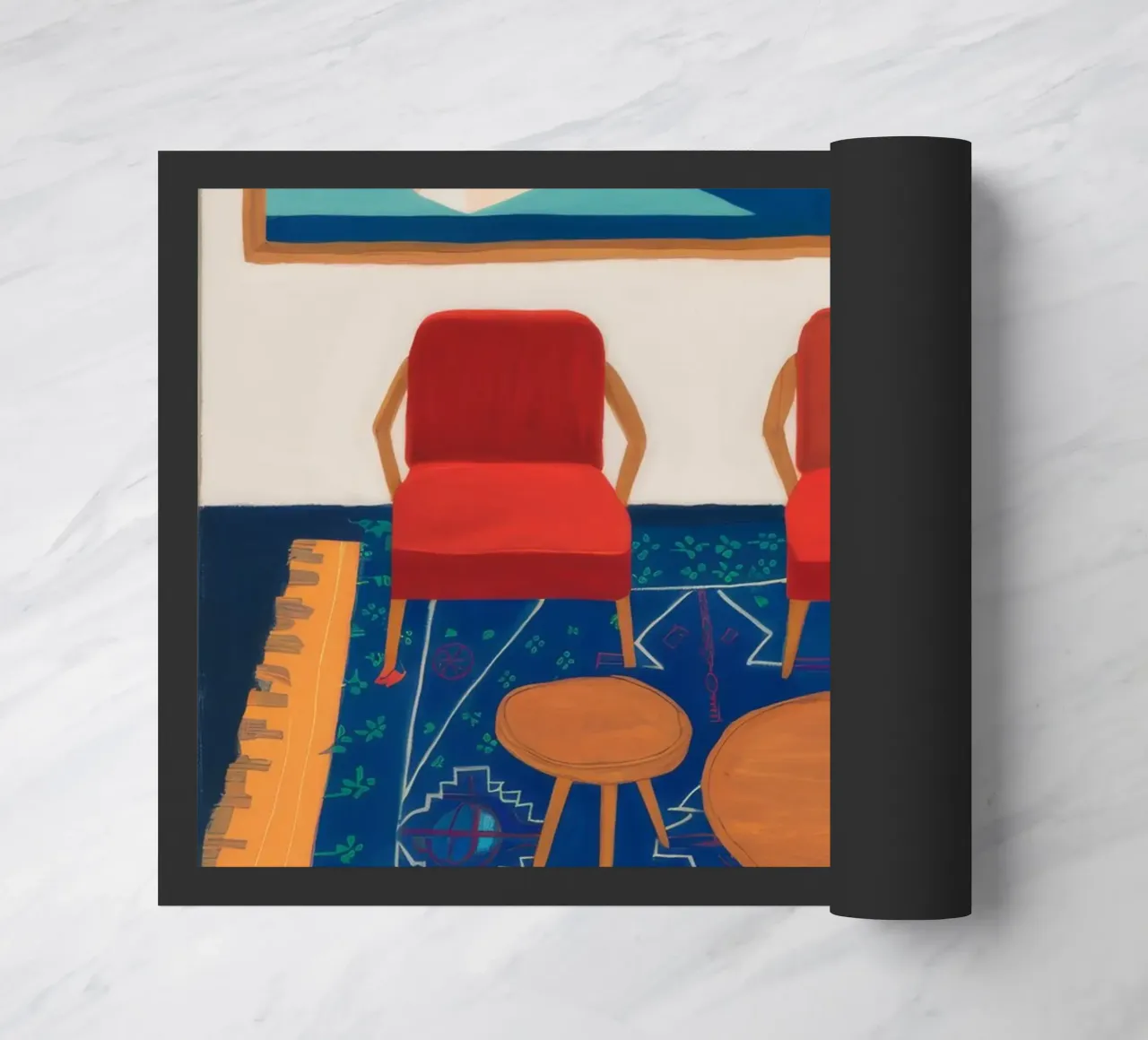 Red Chair Abstract doormat by FadeAura