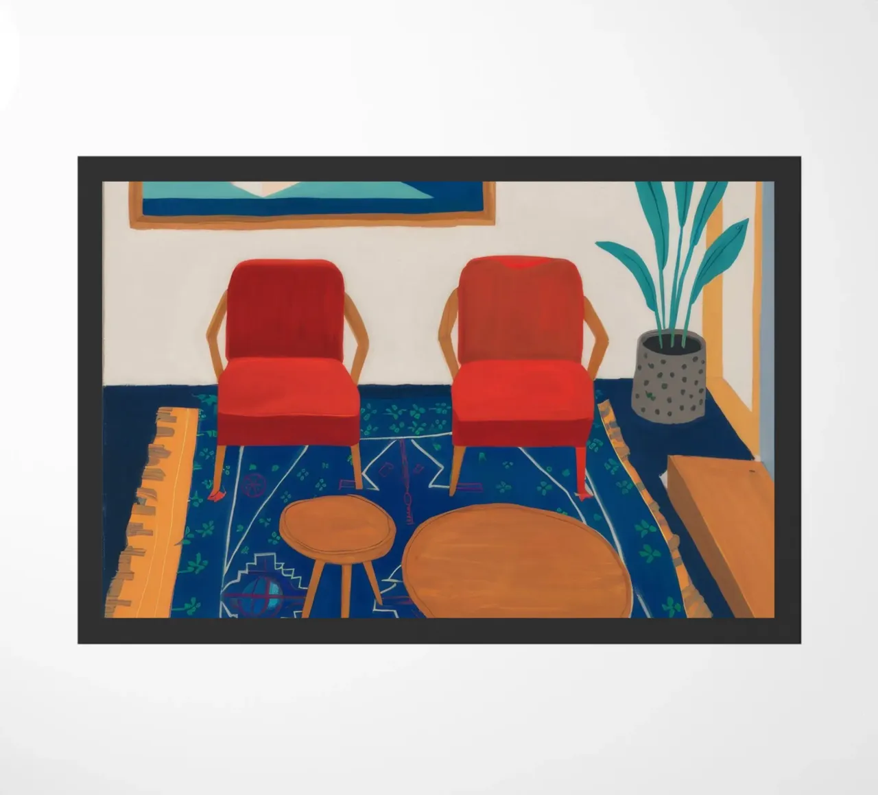 Red Chair Abstract doormat by FadeAura