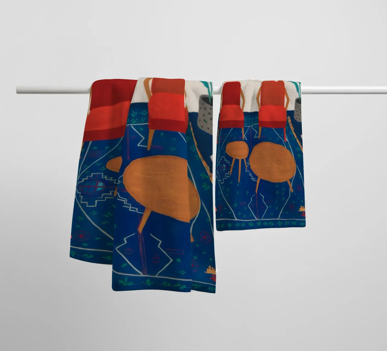 Red Chair Abstract towel by FadeAura
