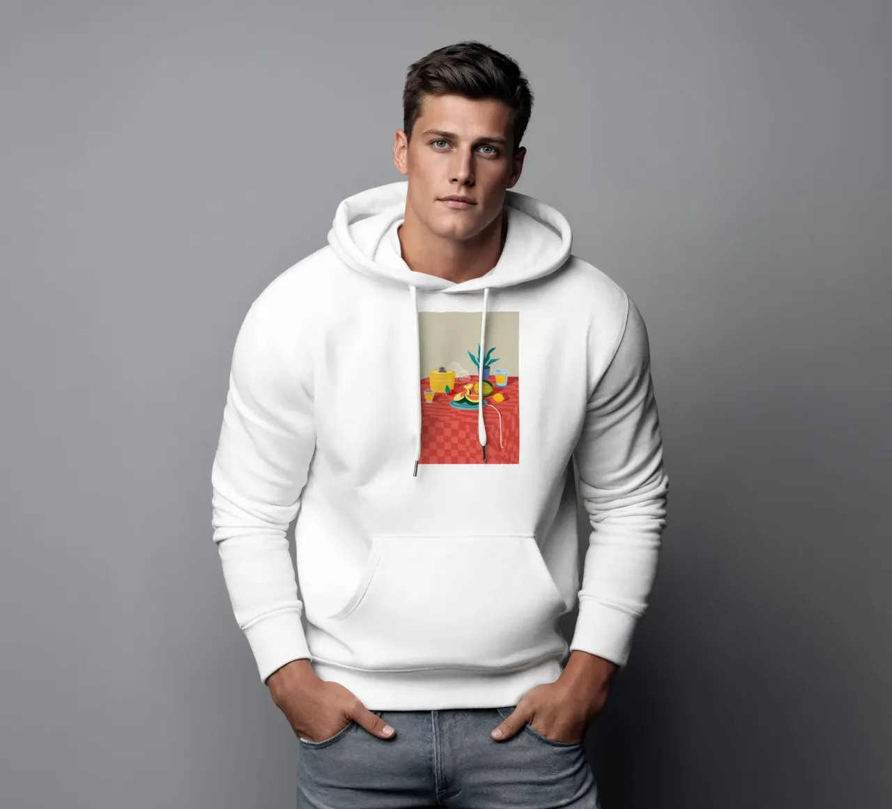 Immobilità a scacchi rossi felpa con cappuccio da Muse Artworks