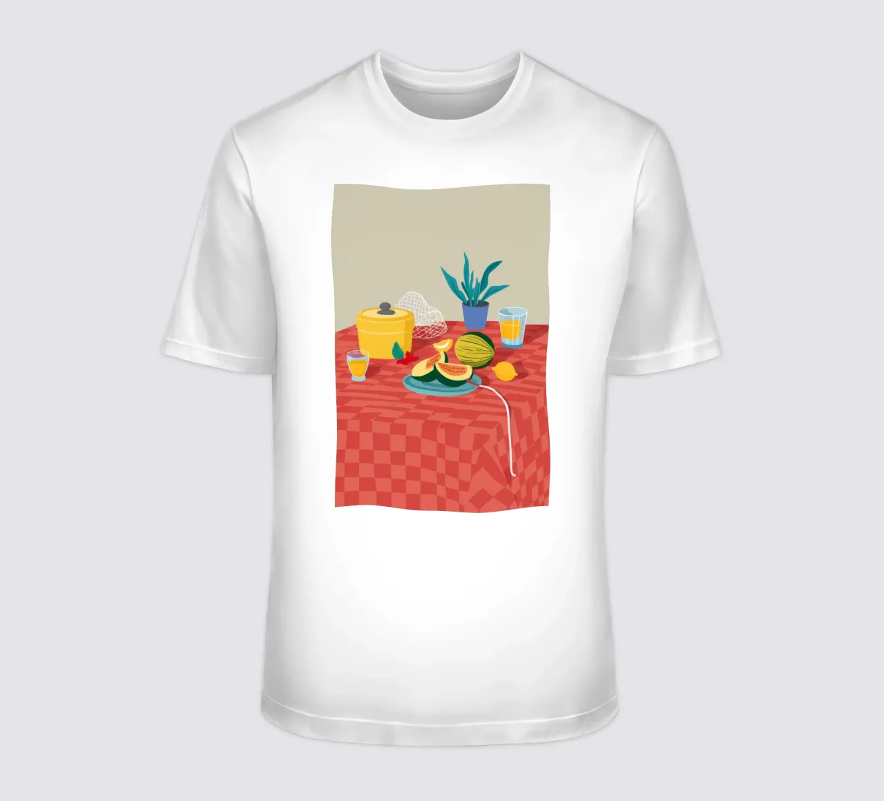 Red Checkered Stillness t-shirt by Muse Artworks