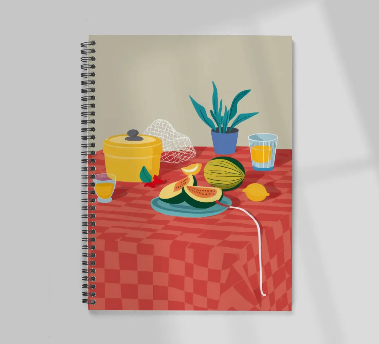 Red Checkered Stillness spiral notebook by Muse Artworks