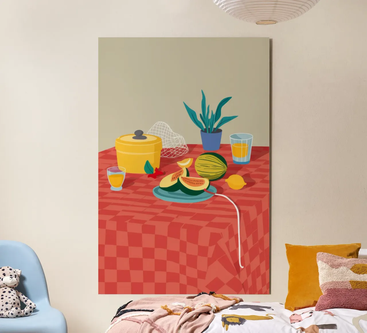 Red Checkered Stillness alu-dibond by Muse Artworks