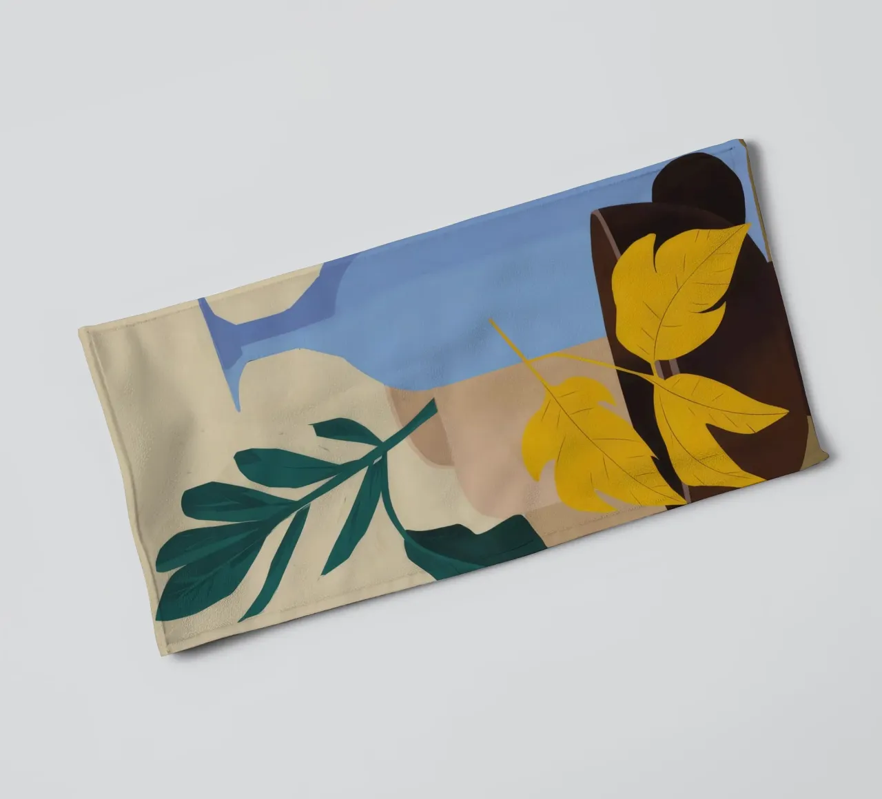 Bouteille bleue Feuille jaune serviette de bain de FadeAura