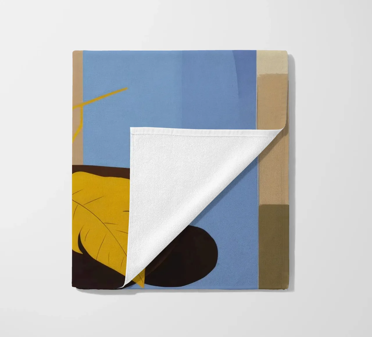 Blue Bottle Yellow Leaf beach towel by FadeAura