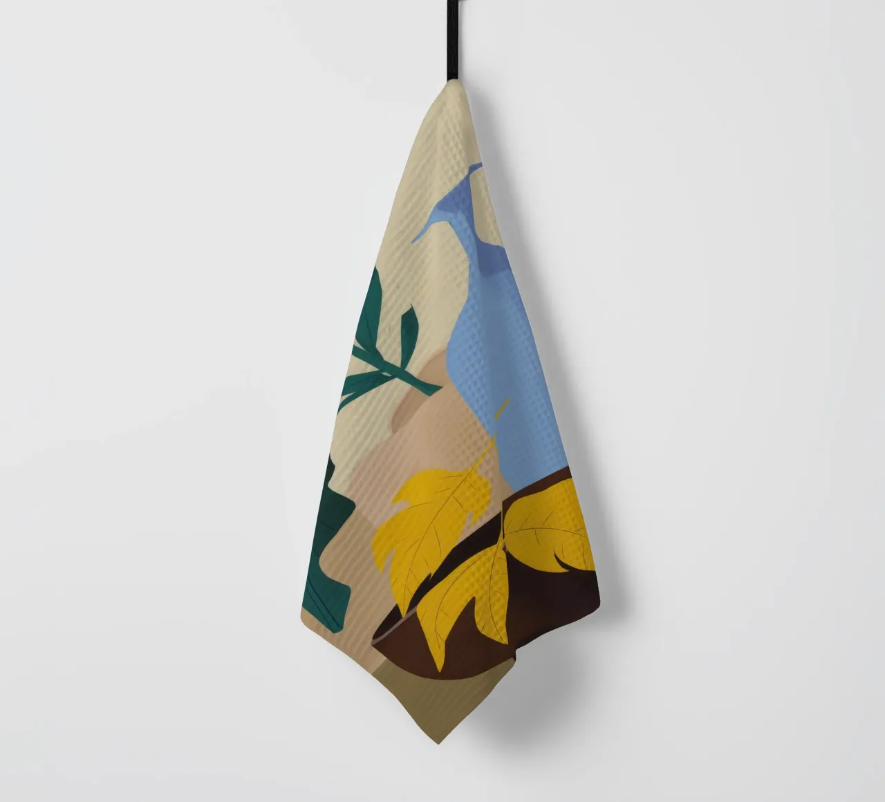 Bouteille bleue Feuille jaune torchon de FadeAura