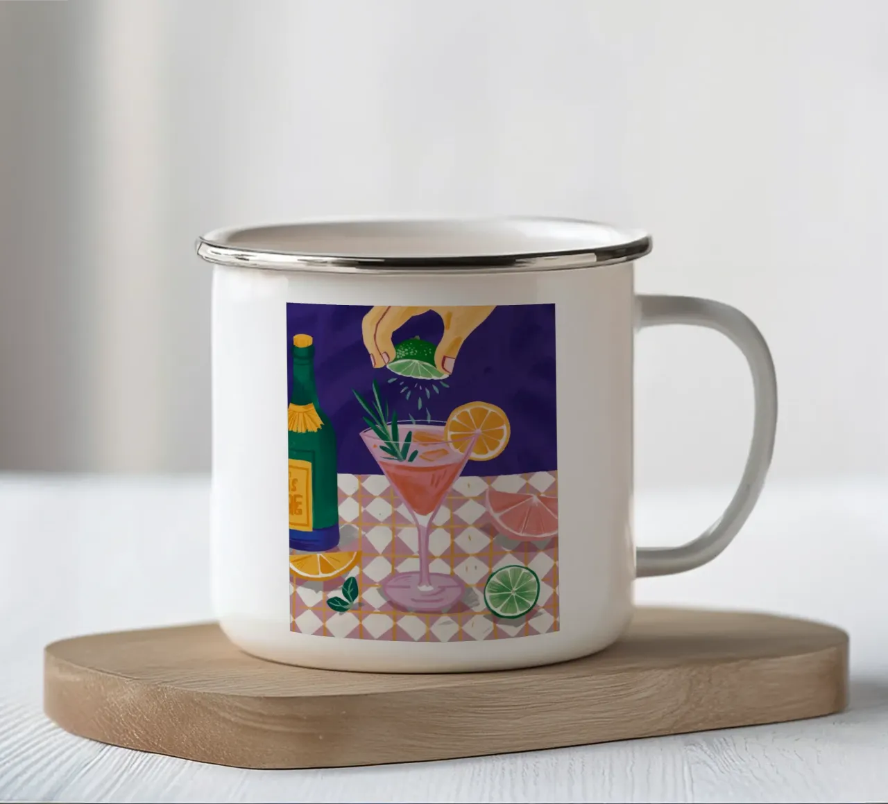 Spruzzata di lime e tonico tazza in smalto da Muse Artworks