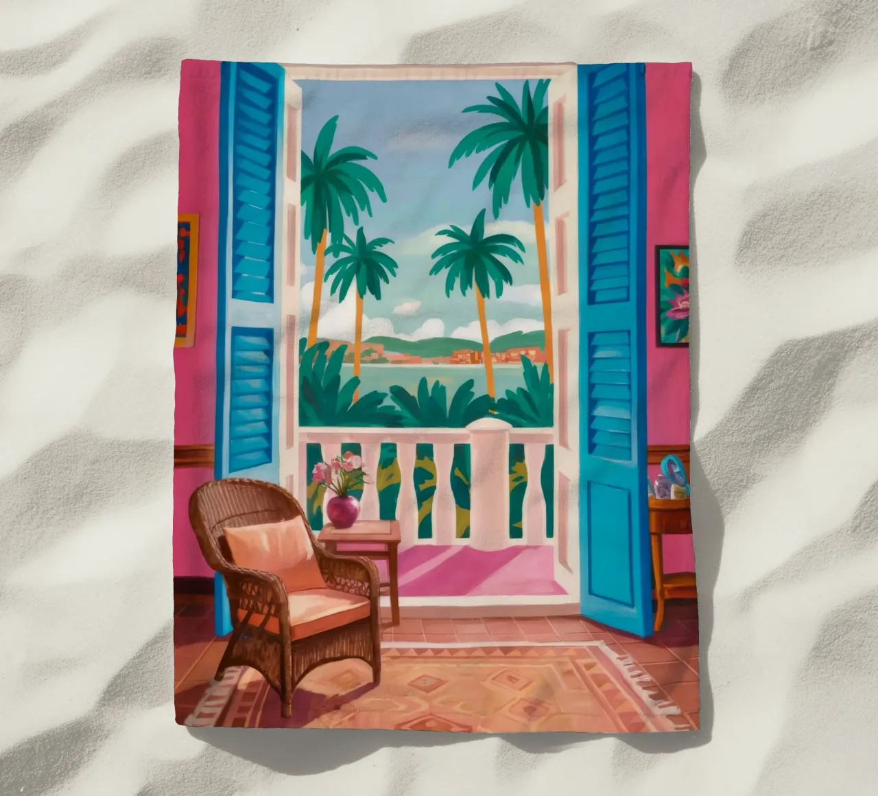 Zeegezicht Azure Shutter strandhanddoek van FadeAura