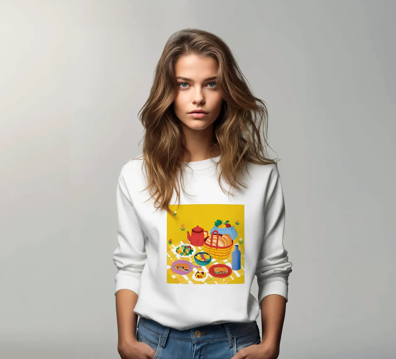 Red Teapot Picnic sweatshirt by Muse Artworks