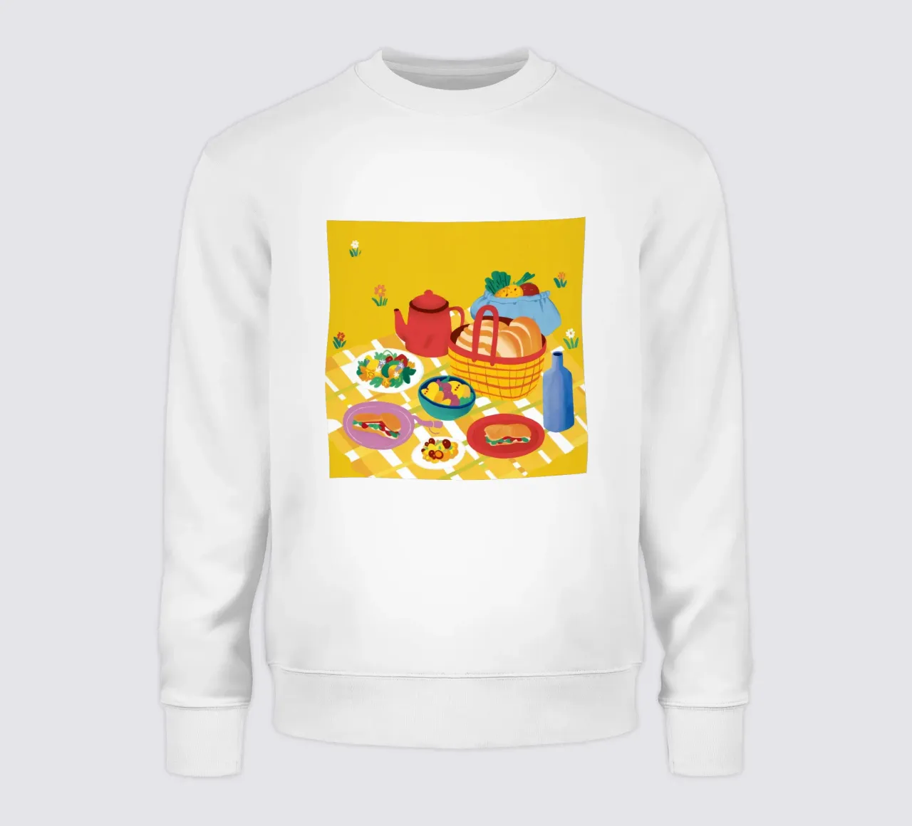 Red Teapot Picnic sweatshirt by Muse Artworks
