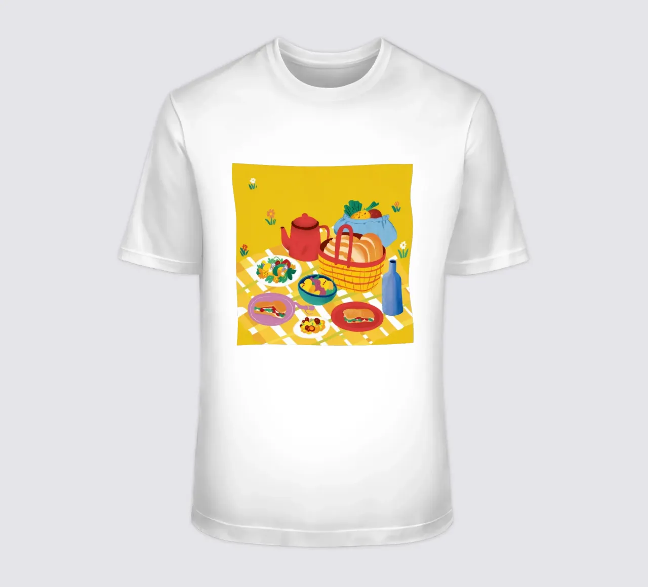 Red Teapot Picnic t-shirt da Muse Artworks