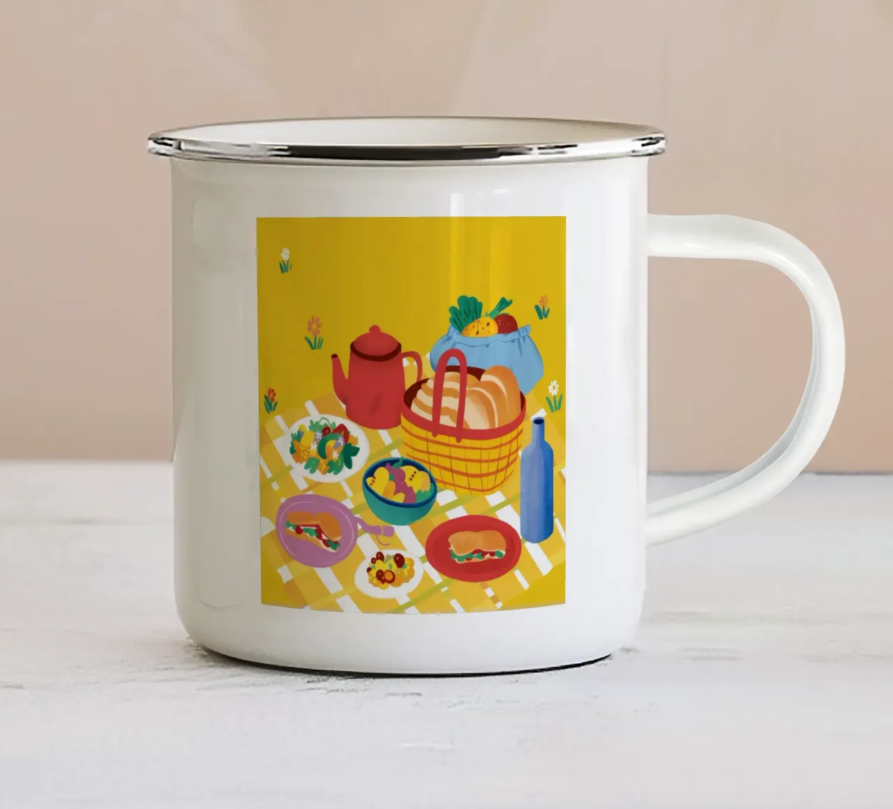 Red Teapot Picnic tazza in smalto da Muse Artworks