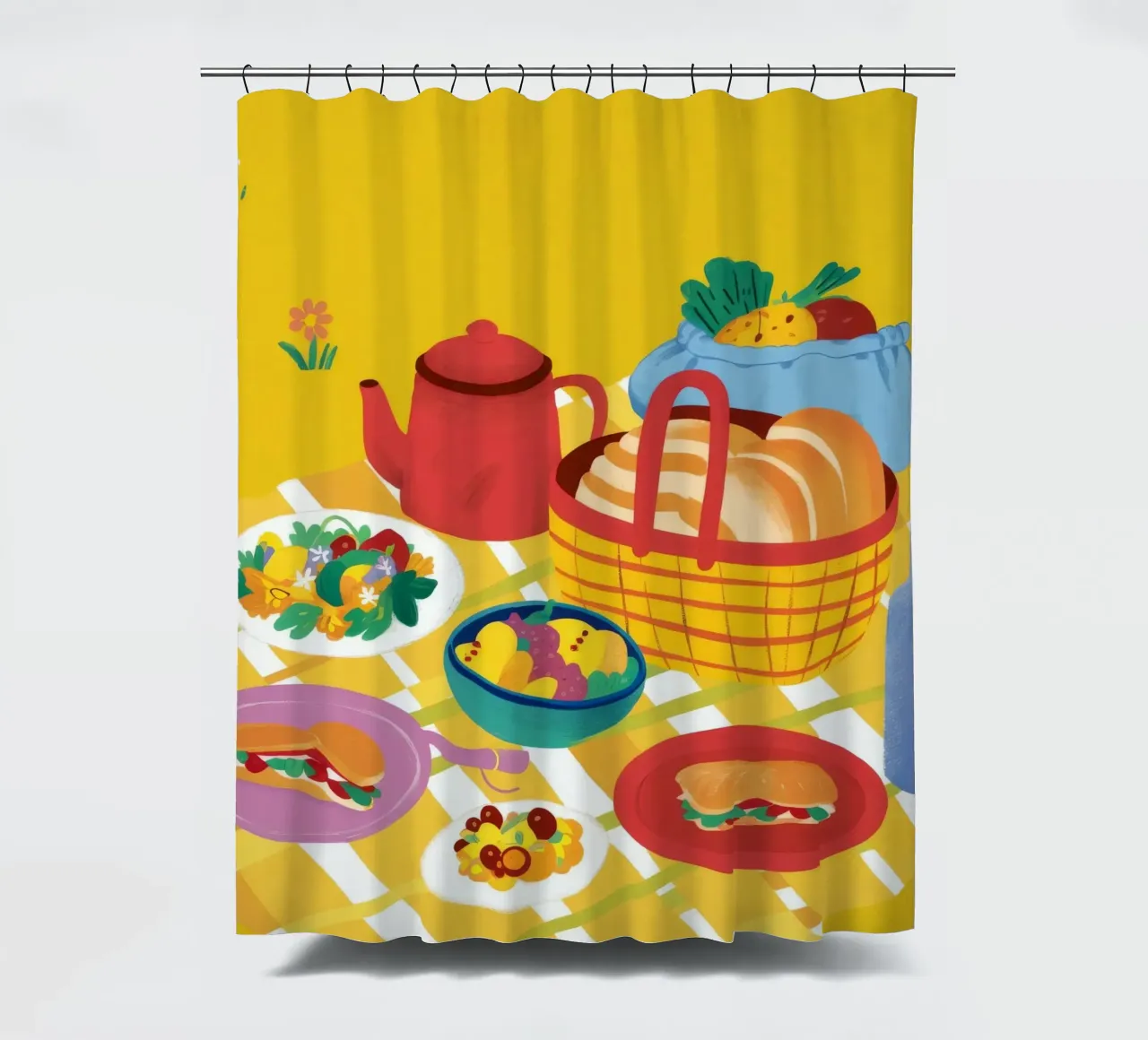 Red Teapot Picnic tenda da doccia da Muse Artworks