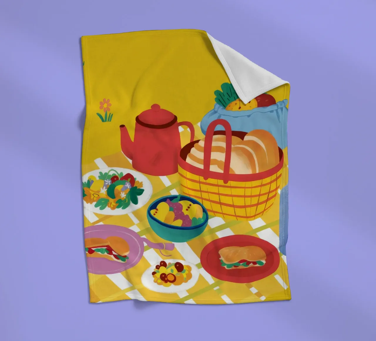 Red Teapot Picnic coperta in pile da Muse Artworks