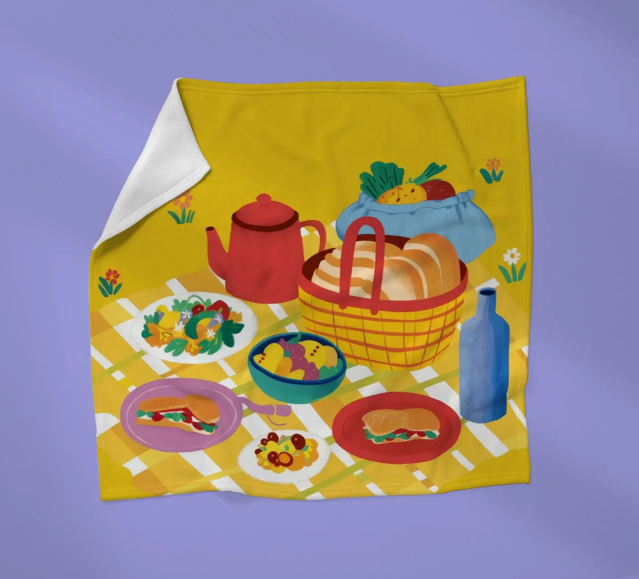 Red Teapot Picnic coperta in pile da Muse Artworks