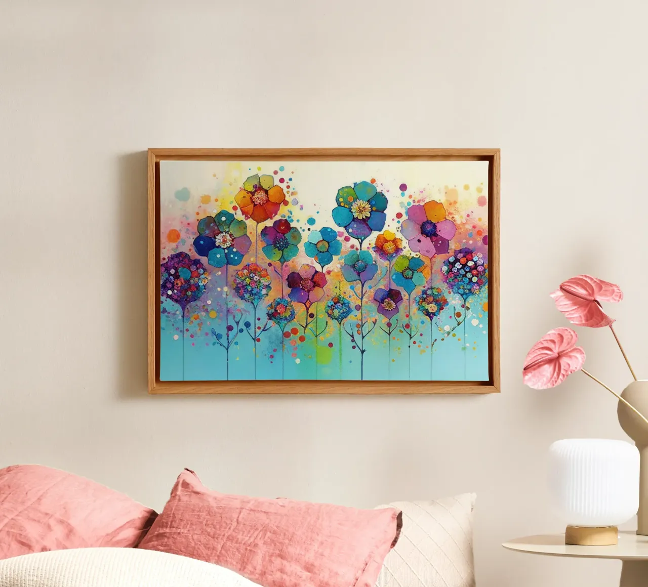 Fiori colorati tela con Cornice a cassetta da Imagine