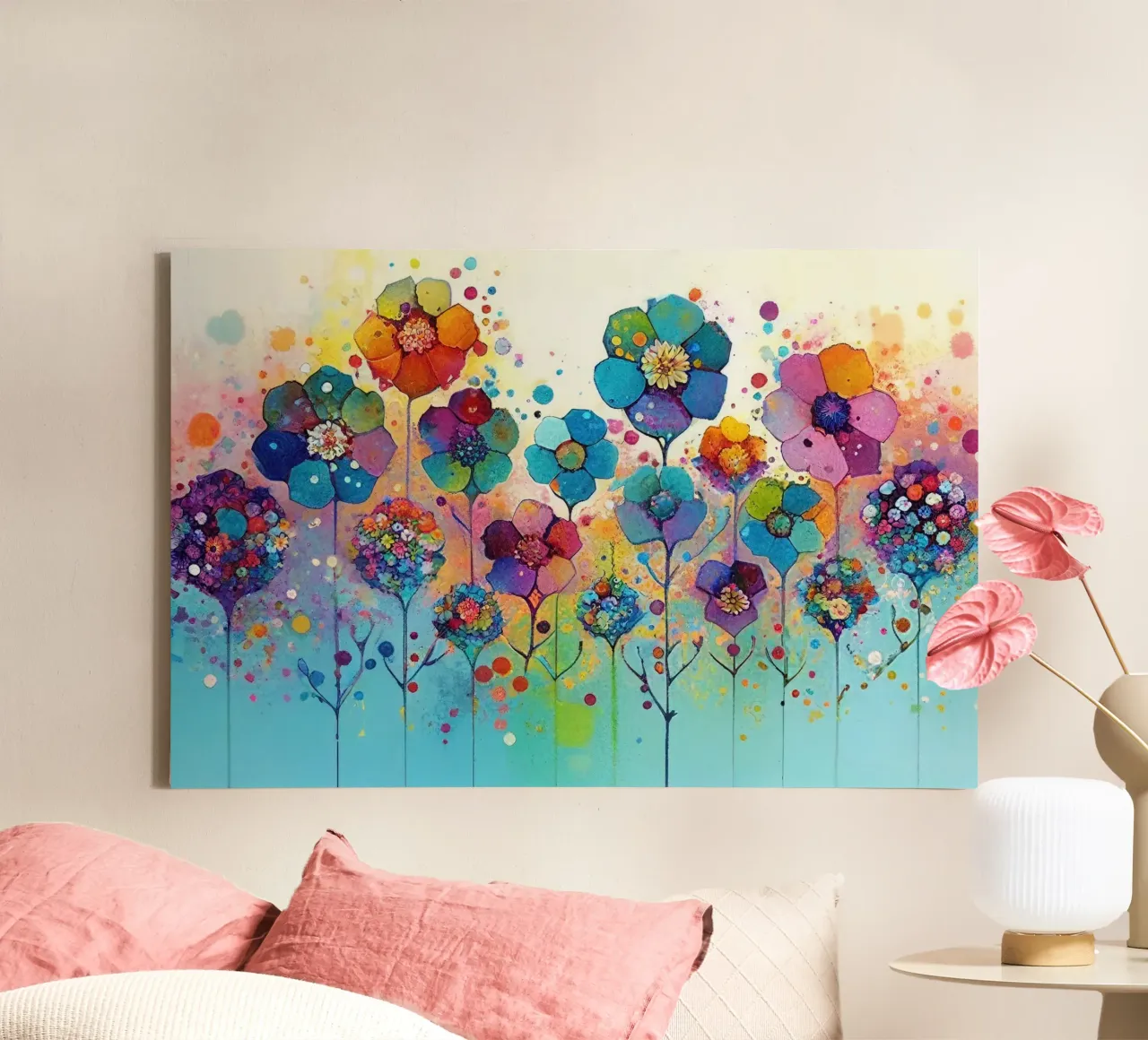 Fiori colorati tela con Cornice a cassetta da Imagine
