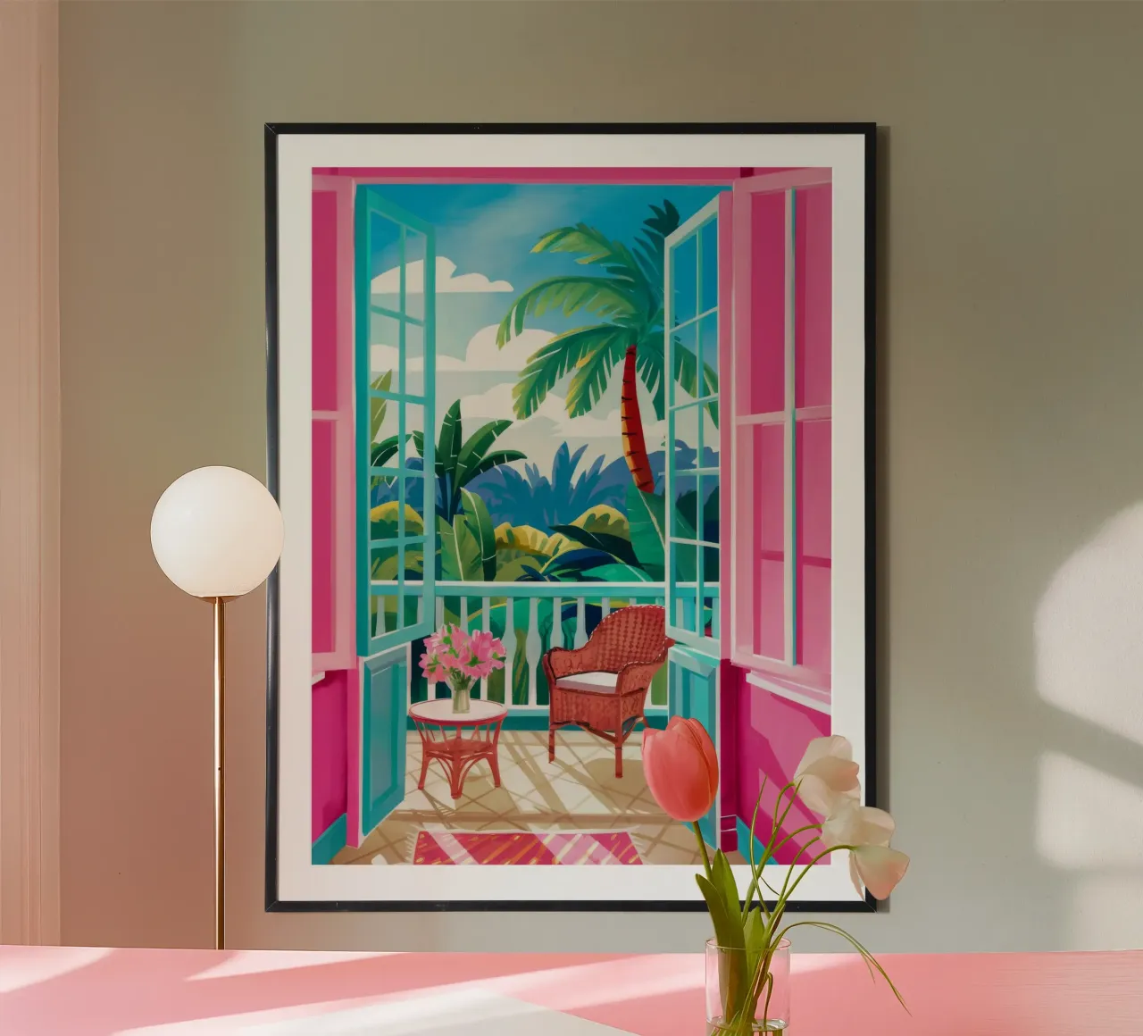 Il paradiso dei balconi rosa poster con telaio in plastica da FadeAura