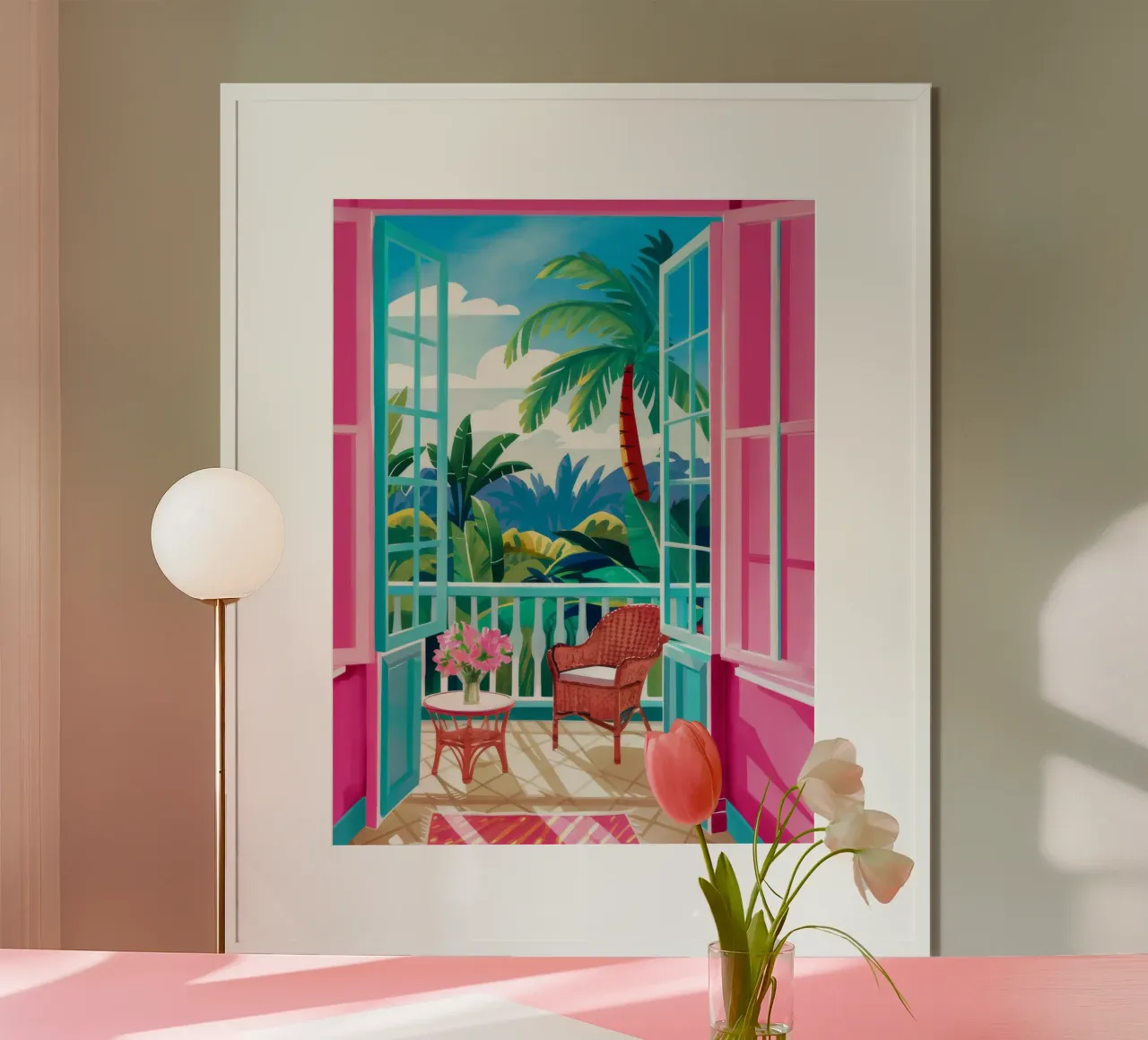 Il paradiso dei balconi rosa poster con telaio in plastica da FadeAura