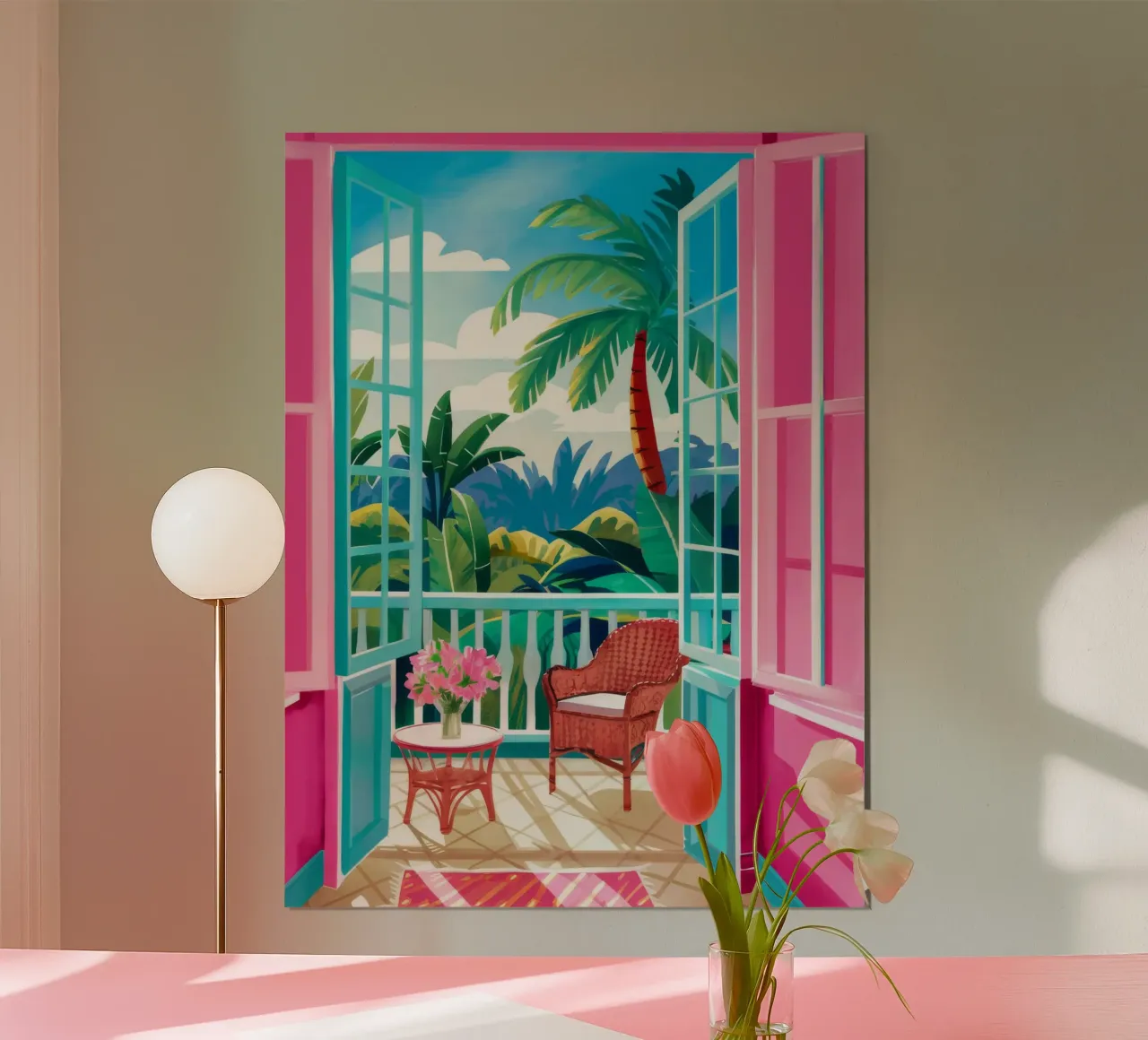 Il paradiso dei balconi rosa poster con telaio in plastica da FadeAura