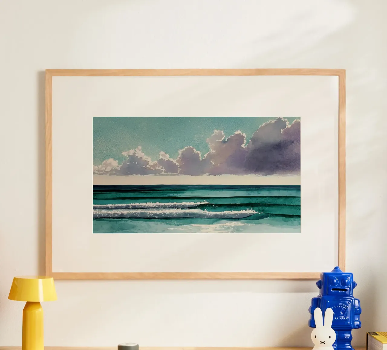 Orizzonte di vetro poster con telaio in legno da Matthias Keller Studio