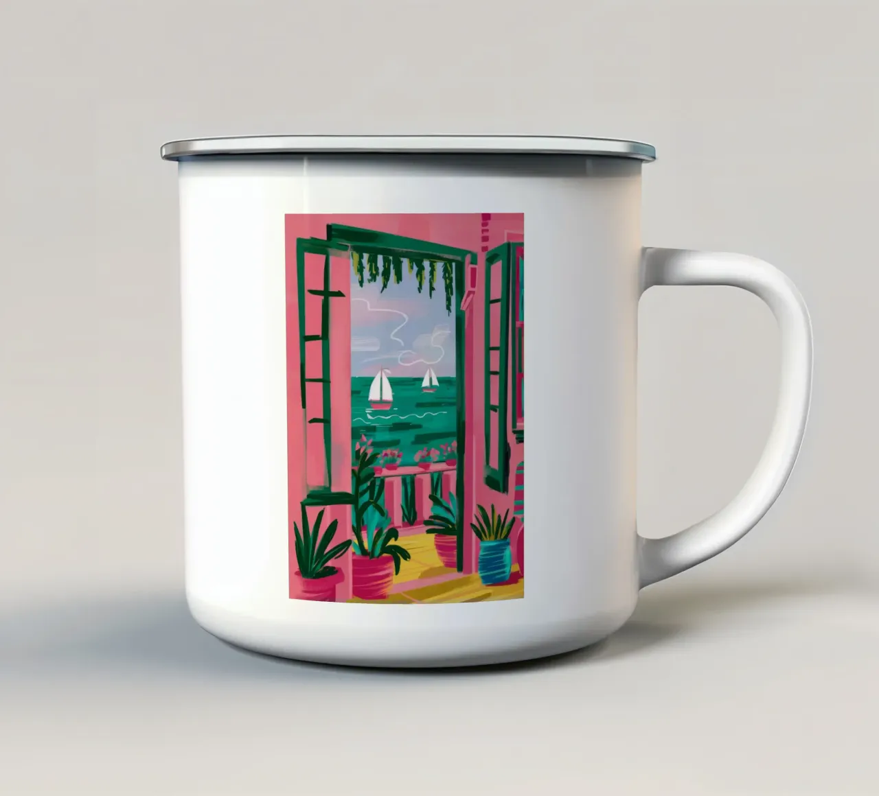 Tapparella verde Seaview tazza in smalto da FadeAura