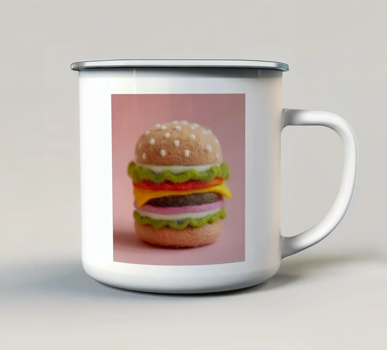 Hamburger soffice tazza in smalto da Motivate-Today