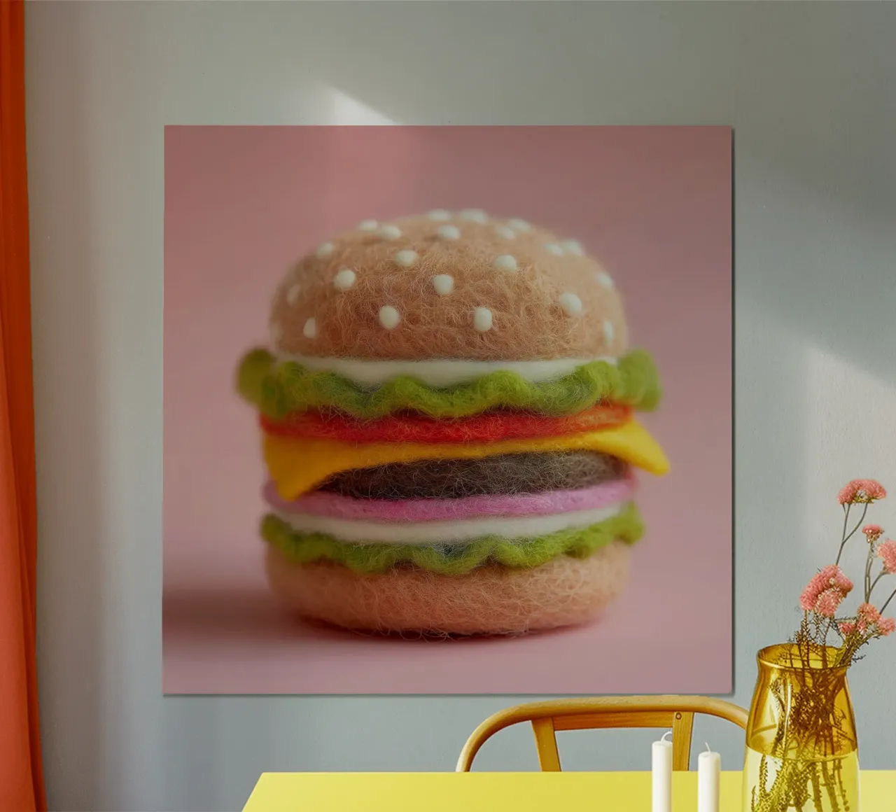 Hamburger soffice poster con telaio in legno da Motivate-Today