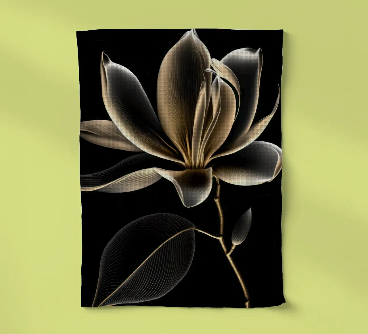 Flower on dark background tea towel by Imagine