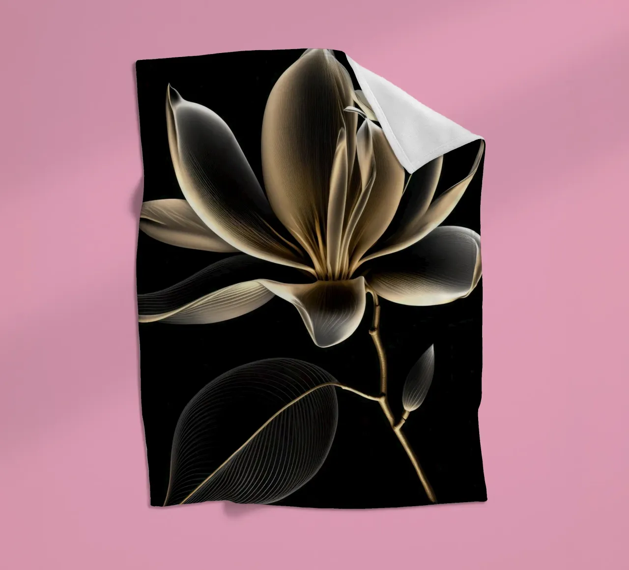 Flower on dark background fleece blanket by Imagine