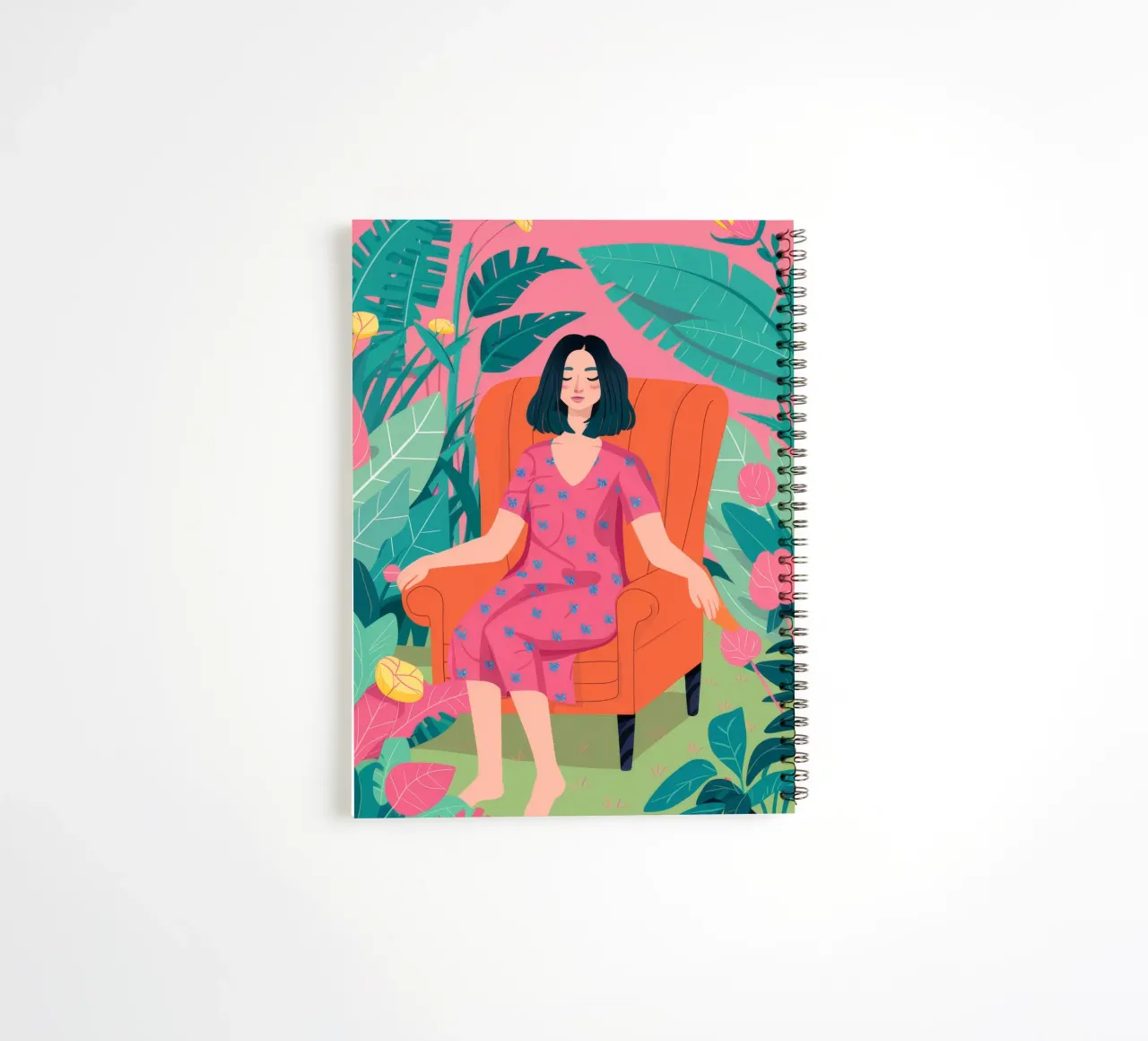 Pink Dress Garden Repose spiral notebook by FadeAura