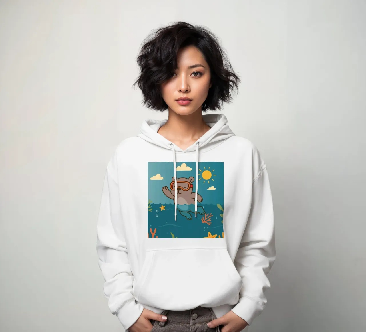 Immersione in mare con l'orso felpa con cappuccio da namosh