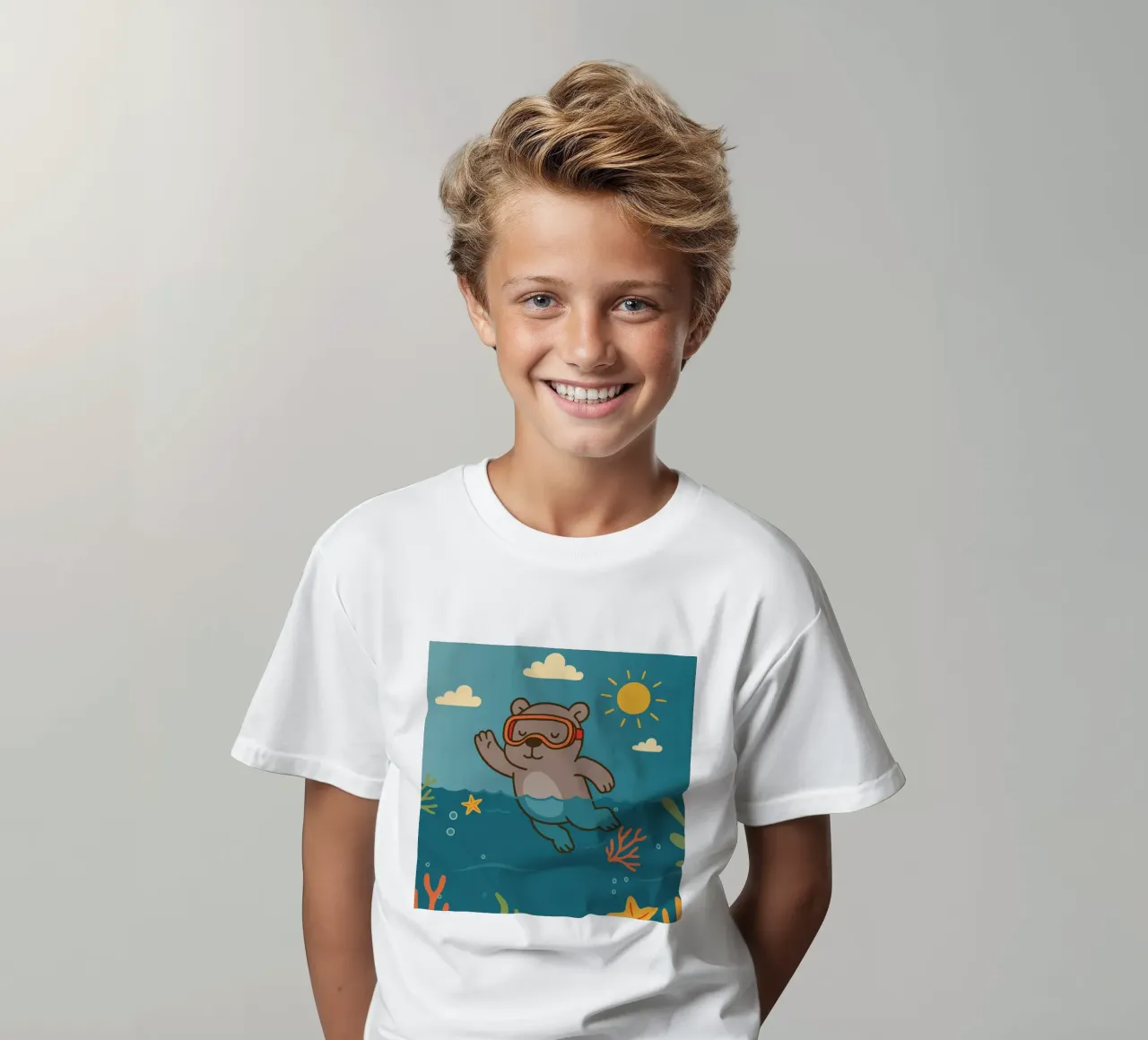 Immersione in mare con l'orso t-shirt bambini da namosh